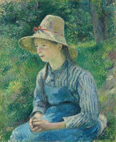 Bauernmädchen mit Strohhut von Camille Pissarro