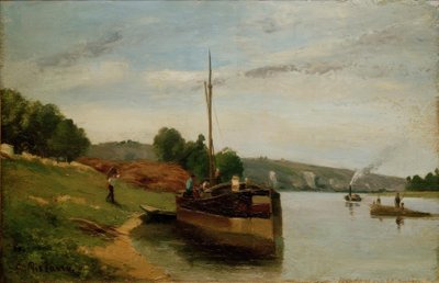 Frachtschiffe auf der Seine von Camille Jacob Pissarro