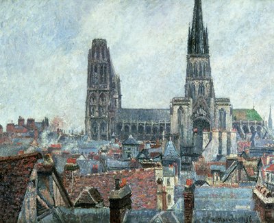 Dächer des alten Rouen: Graues Wetter (Kathedrale) von Camille Pissarro