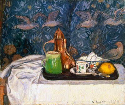 Stillleben mit Kaffeekanne von Camille Pissarro
