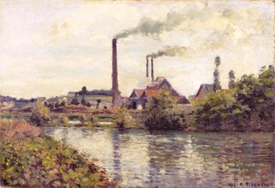 Die Fabrik in Pontoise, 1873 von Camille Jacob Pissarro