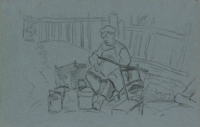 Kesselflicker mit seinen Werkzeugen von Camille Pissarro