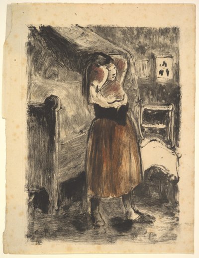 Frau, die ihr Haar richtet, 1894 von Camille Jacob Pissarro