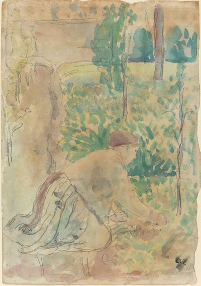 Frau arbeitet im Garten von Camille Pissarro
