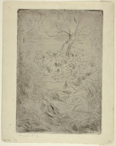 Frau im Küchengarten von Camille Pissarro