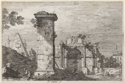 Landschaft mit Ruinenmonumenten, ca. 1735-1746 von Canaletto