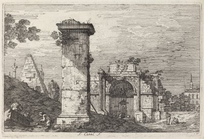 Landschaft mit Ruinenmonumenten, ca. 1740 von Canaletto