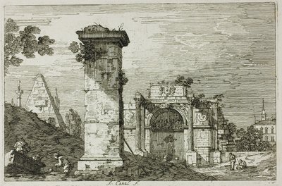 Landschaft mit Ruinenmonumenten, aus Vedute von Canaletto