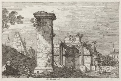 Landschaft mit Ruinenmonumenten [rechts] von Canaletto