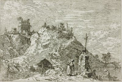 Landschaft mit dem betenden Pilger, aus Vedute von Canaletto