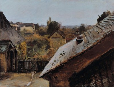 Blick auf Dächer und Gärten, 1835 von Carl Blechen
