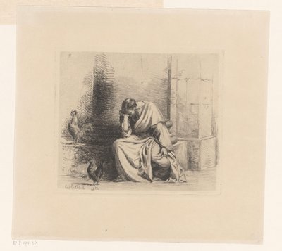 Petrus mit krähendem Hahn von Carl Bloch
