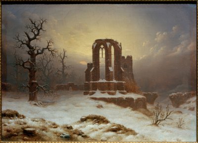 Kirchenruine im Schnee von Carl Georg Adolph Hasenpflug
