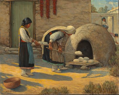 Frauen beim Brotbacken von Carl Moon