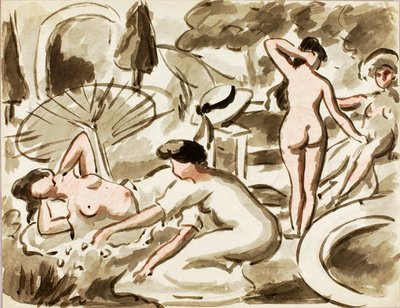 Gruppe von nackten und halbnackten Frauen von Carl Newman