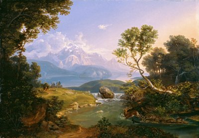 Hirschjagd am Hintersee bei Berchtesgaden von Carl Rottmann