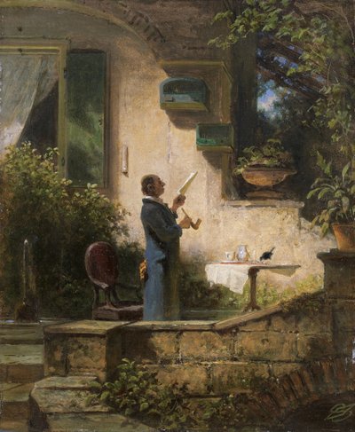 Eine wichtige Nachricht, 1870er von Carl Spitzweg