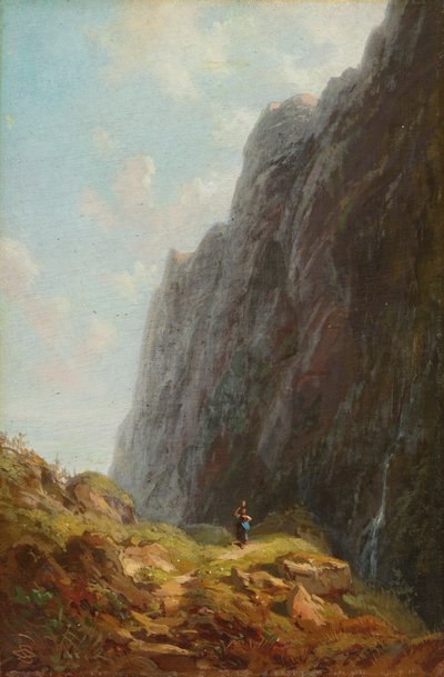 Gebirgslandschaft mit Sennerin im Wendelsteingebiet von Carl Spitzweg