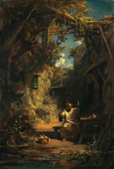 Mönch bei der Weinprobe von Carl Spitzweg