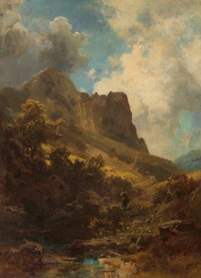 Tal Canyon mit einer Milchmagd, ca. 1875 von Carl Spitzweg