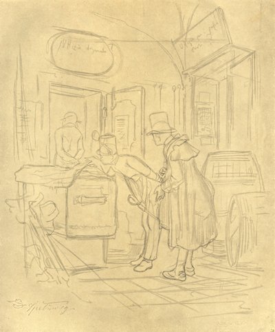 Zollvisitation I, Mitte-Ende 19. Jahrhundert, ca. 1924 von Carl Spitzweg