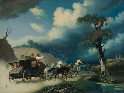Troika während eines Gewitters, 1830er Jahre von Carl von Hampeln
