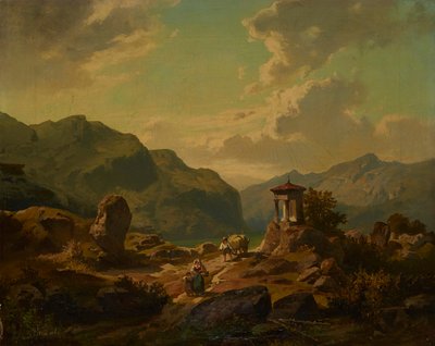 Gebirgslandschaft mit See von Carlo Brioschi