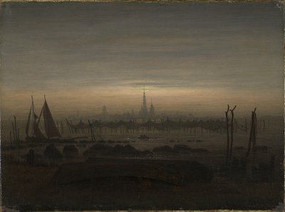 Greifswald im Mondlicht von Caspar David Friedrich