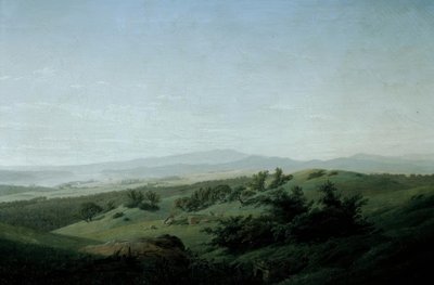 Landschaft mit See von Caspar David Friedrich