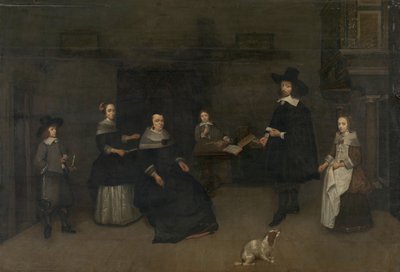 Familienszene von Caspar Netscher (attributed to)