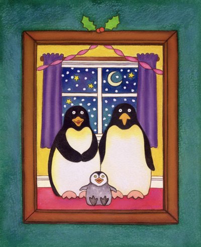 Pinguinfamilie Weihnachten, 1997 von Cathy Baxter