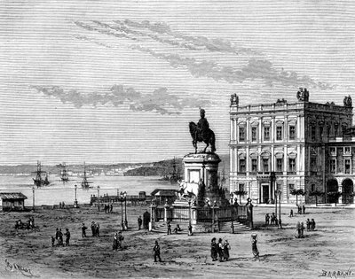 Praça do Comércio, Lissabon, Portugal, 19. Jahrhundert von Charles Barbant