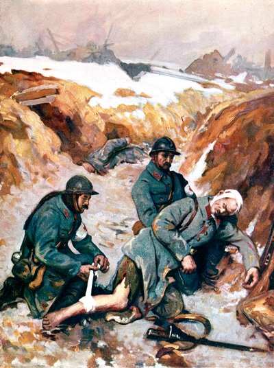 Rotes Kreuz-Schwestern verbinden einen verwundeten Soldaten von Charles Baude
