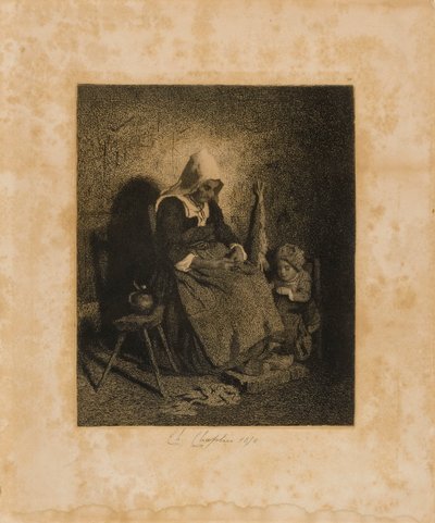 Alte Frau sitzend von Charles Chaplin