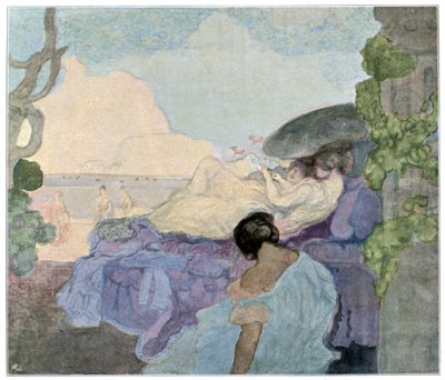 Frauen entspannen am Meer, 1898 von Charles Edward Conder