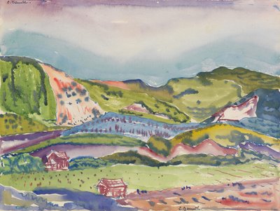 Berg mit rotem Haus, ca. 1913 von Charles Demuth
