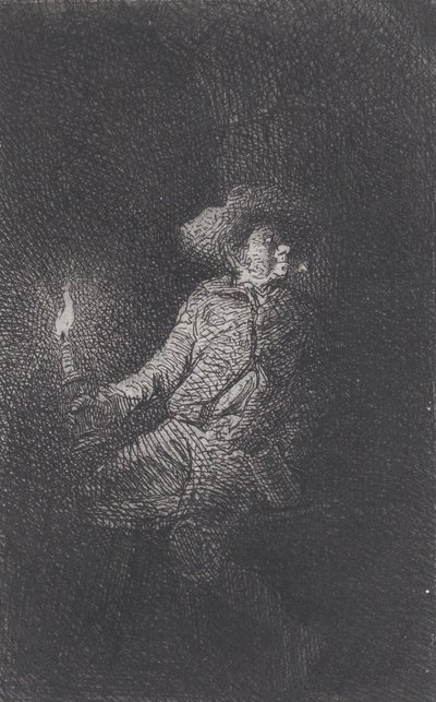 Ein Mann in einer Höhle, 1842 von Charles Emile Jacque