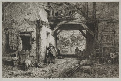 Bauernhof Innenansicht von Charles Emile Jacque