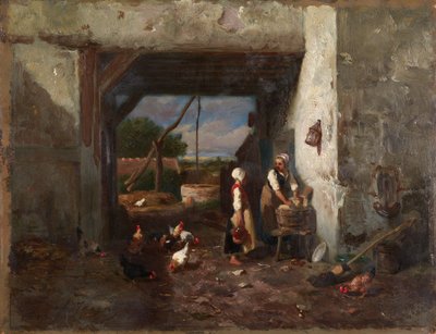 Hühnerhof von Charles Emile Jacque