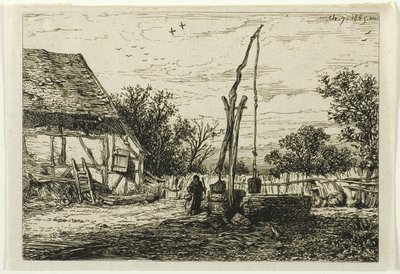 Brunnen in einem Bauernhof von Charles Emile Jacque