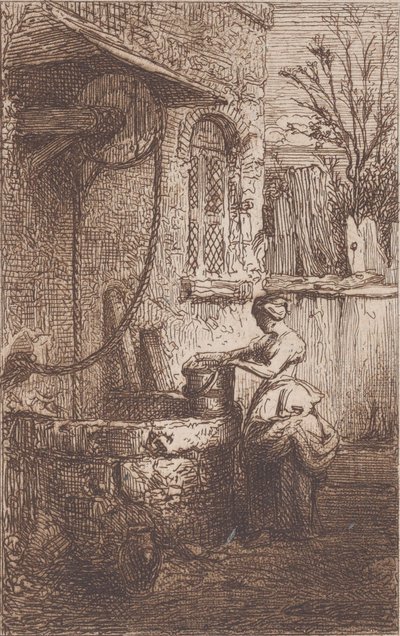 Frau an einem Brunnen, 1842 von Charles Emile Jacque
