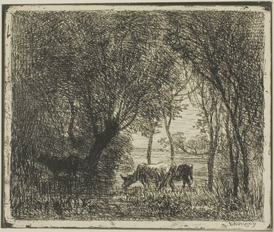 Kühe im Wald von Charles Francois Daubigny