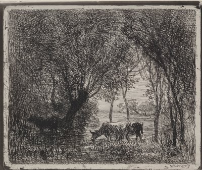 Kühe im Wald von Charles Francois Daubigny