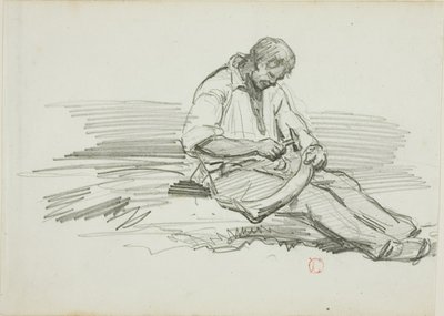 Mann repariert Sense von Charles Francois Daubigny