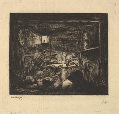 Schlafen an Bord des Bootes von Charles Francois Daubigny