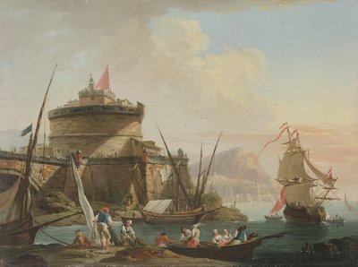 Hafenszene bei Sonnenuntergang von Charles Francois Lacroix de Marseille