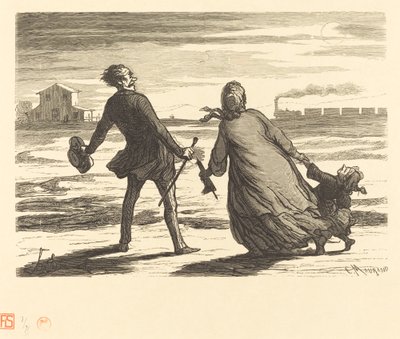 Zu spät! von Charles Maurand after Honoré Daumier