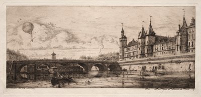 Radierungen von Paris: Die Wechselbrücke von Charles Meryon