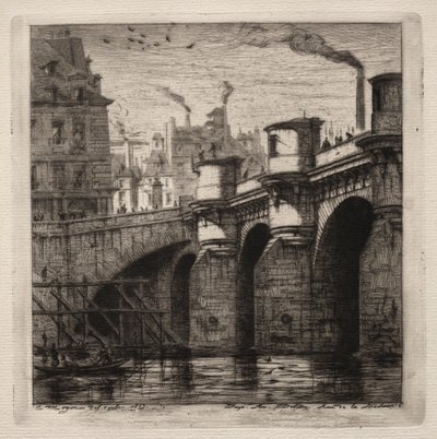 Radierungen von Paris: Die neue Brücke von Charles Meryon