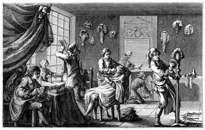 Die Boutique des Barbiers, 1885 von Charles Nicolas Cochin